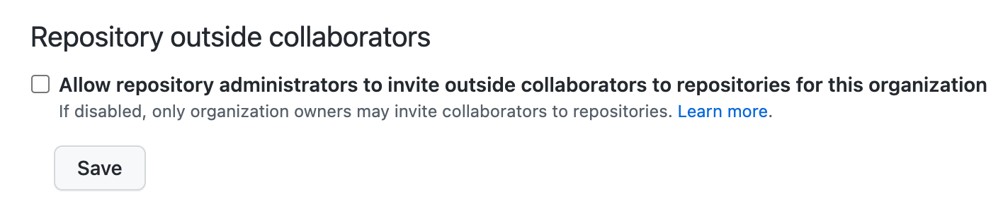 Outside collaborators to uncheck!